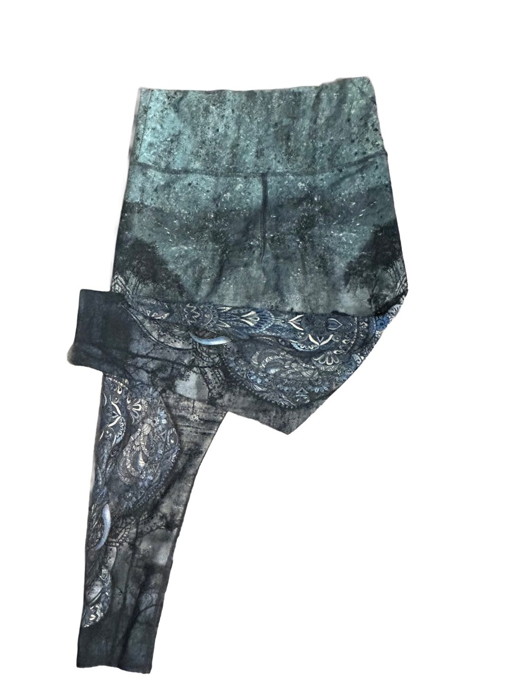 Evolution and Creation EVCR Teal and Black Elephant Zen Forest Leggings. size L